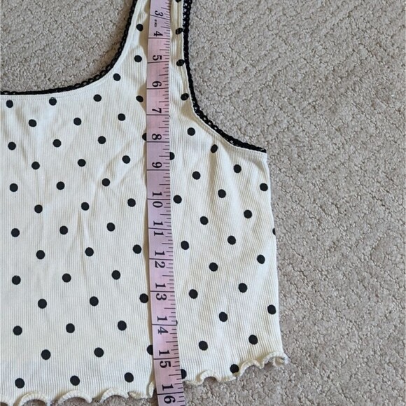 Topshop US Size 10 PolkaDot Scalloped Trim Cropped Square Neck Tank Top - Picture 4 of 6